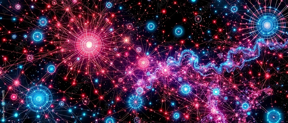 Cosmic Expansion: Glowing Cybernetic Universe in Art Nouveau Style Cosmic Expansion: Glowing Cybernetic Universe in Art Nouveau Style