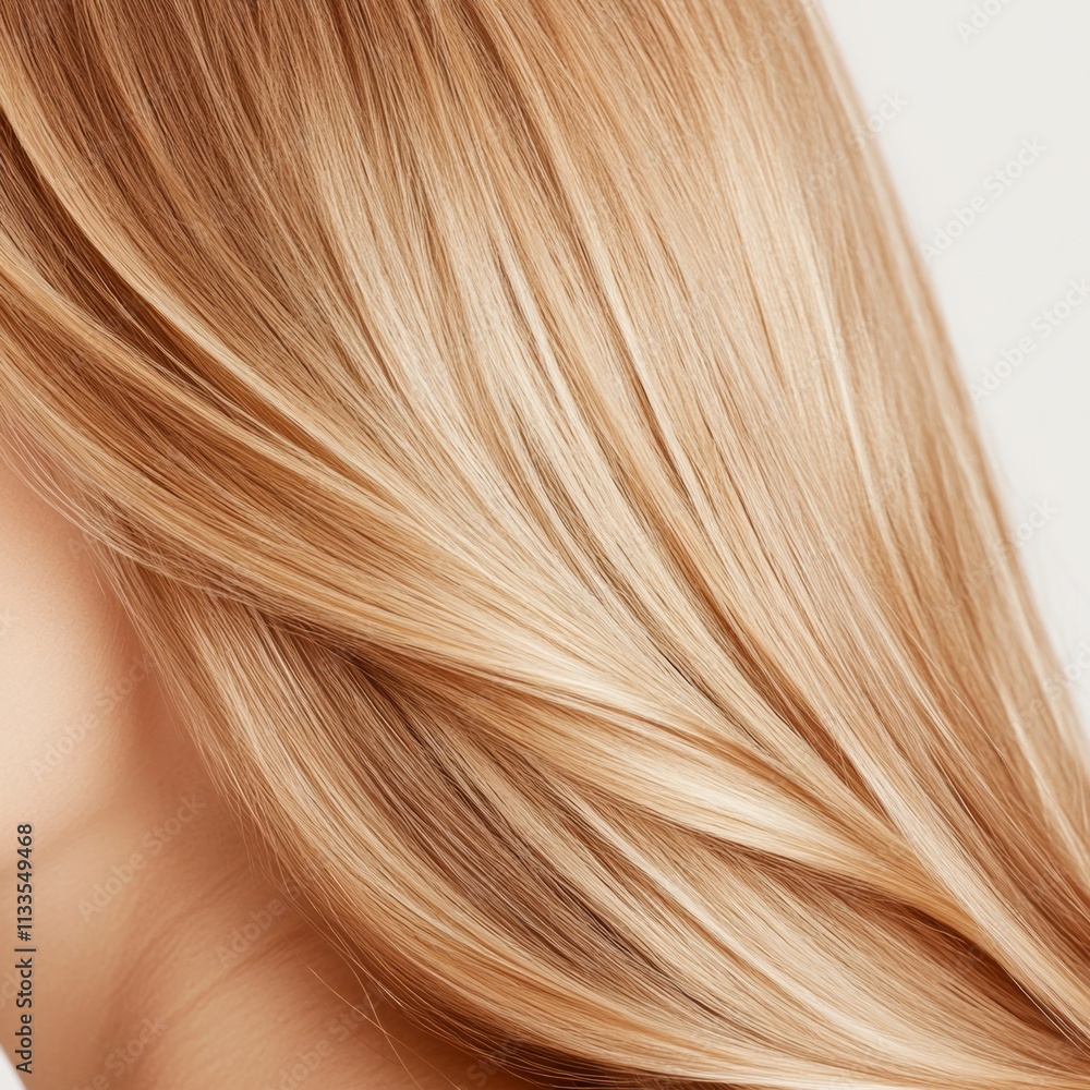 Fototapeta premium Golden blonde hair close-up with soft waves, luxurious and feminine aesthetic, photography for social media faceless digital content marketing