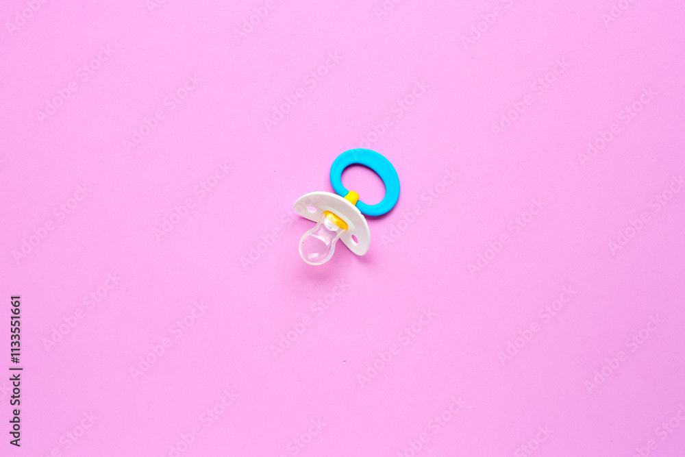 Baby pacifier with copy space. Top view Baby pacifier with copy space. Top view