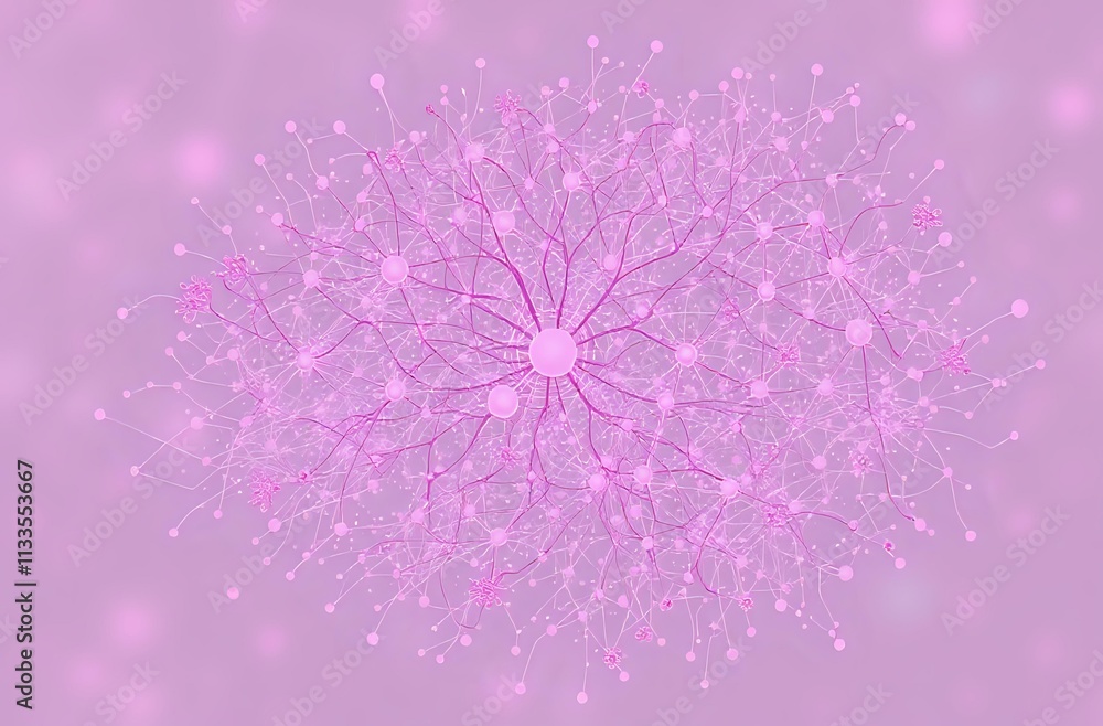 Pink Flower Cluster in Purple Gradient: Intricate Cybernetic Art Nouveau Style Pink Flower Cluster in Purple Gradient: Intricate Cybernetic Art Nouveau Style