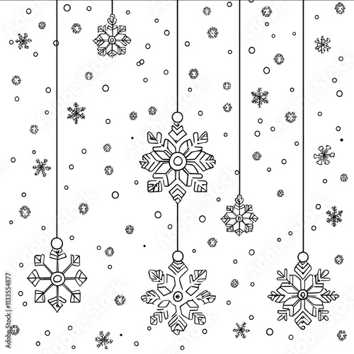 coloring page for kidsSnowflake decorationscartoon styleclear linewhite backgroundthick linelow detailno shadingminimal simple style911 photo