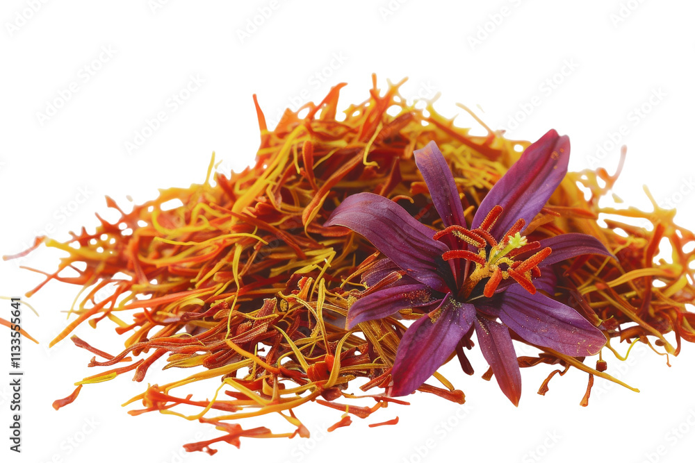 Fototapeta premium Fresh Saffron Thread Isolated on Transparent Background