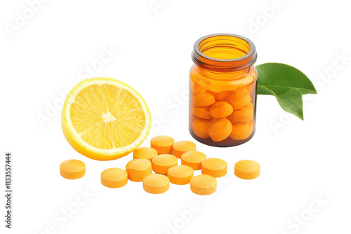 Vitamin C for Immunity Tablet Isolated on Transparent Background photo