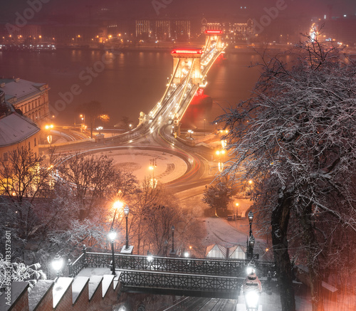 Famous Chain Bridge in snow...