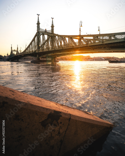 Photography Iconic bridge of Budapest, Liberty Bridge in summer