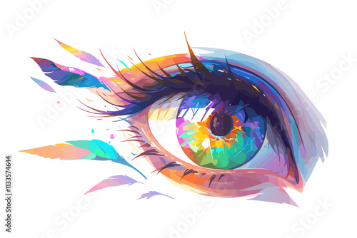 Colorful eye with long lashes