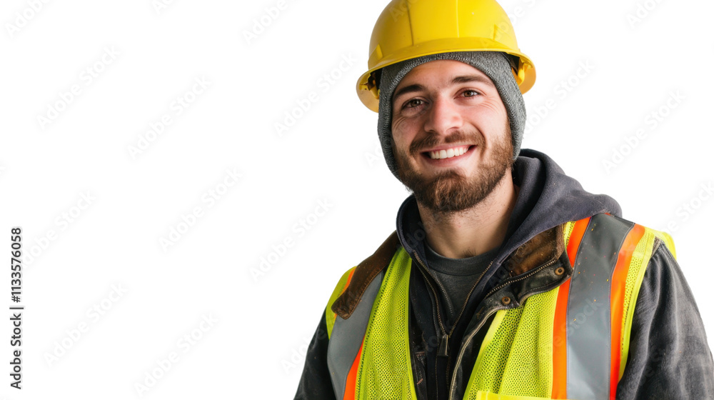 American caucasian young male engineer with safety helmet on white background
American caucasian young male engineer with safety helmet on white background
