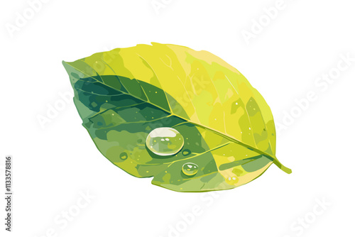Leaf with water droplets on it