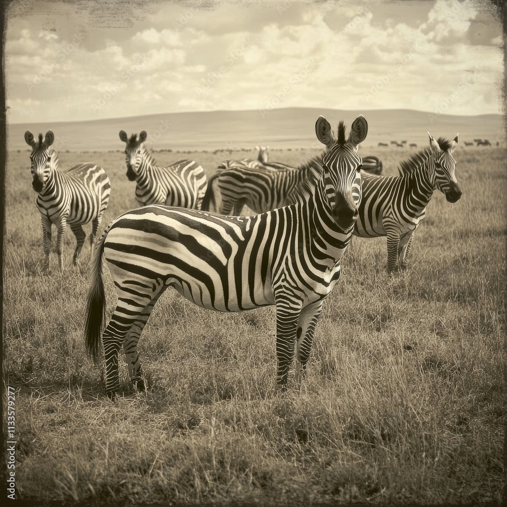 Fototapeta premium Zebras in black and white, Ngorongoro.