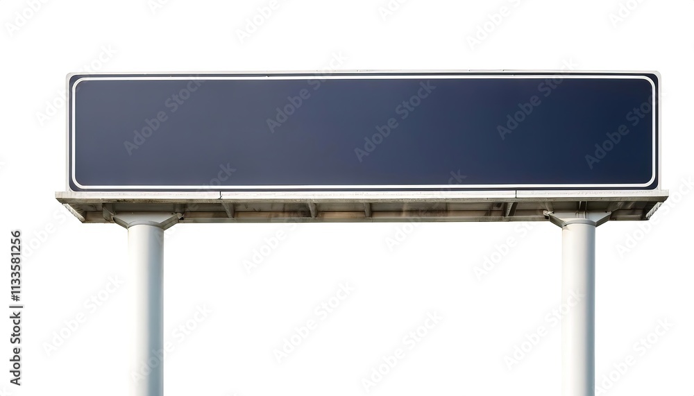 Blank freeway highway sign isolated on white background. free space for text. Road traffic sign. Blank board with place for text. Mockup. Make your own message design for business advertising Blank freeway highway sign isolated on white background. free space for text. Road traffic sign. Blank board with place for text. Mockup. Make your own message design for business advertising