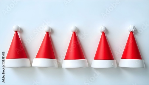 Little Santa's hats on light background