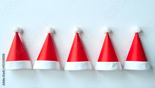 Little Santa's hats on light background