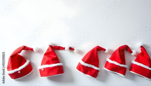 Little Santa's hats on light background