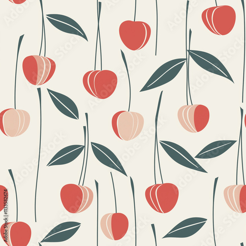 A seamless pop art cherry pattern