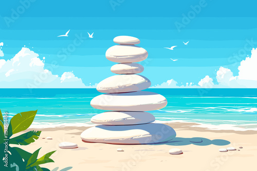 White rock formation is on a beach