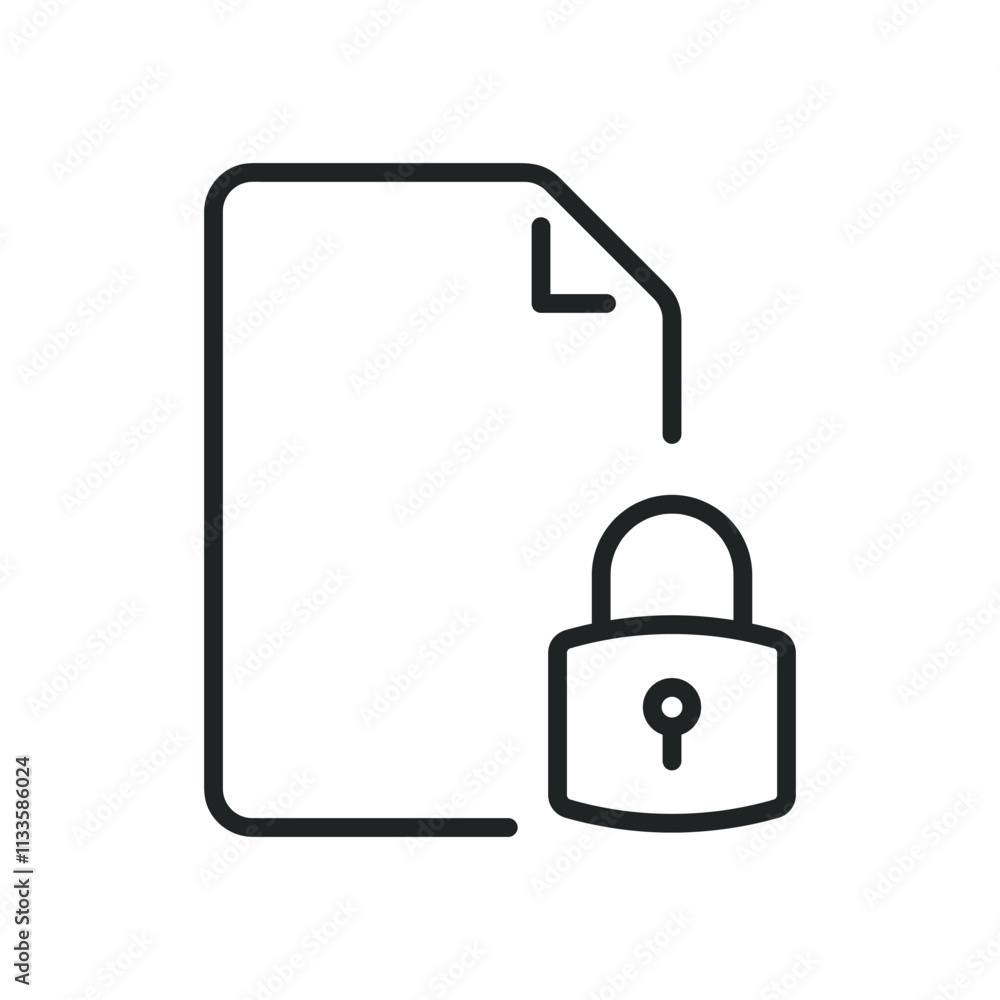 Document security thin line icons. Editable stroke and Perfect pixel on transparent background Document security thin line icons. Editable stroke and Perfect pixel on transparent background
