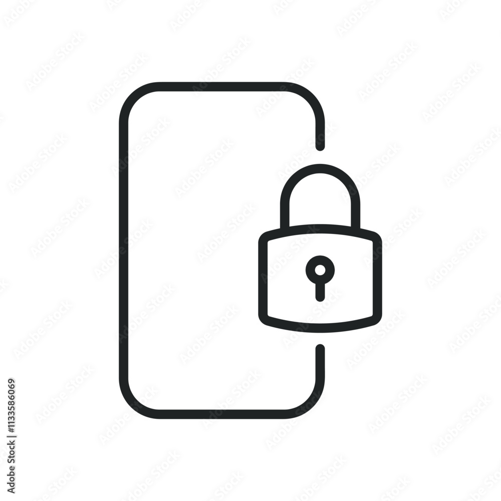 Smartphone security thin line icons. Editable stroke and Perfect pixel on transparent background Smartphone security thin line icons. Editable stroke and Perfect pixel on transparent background