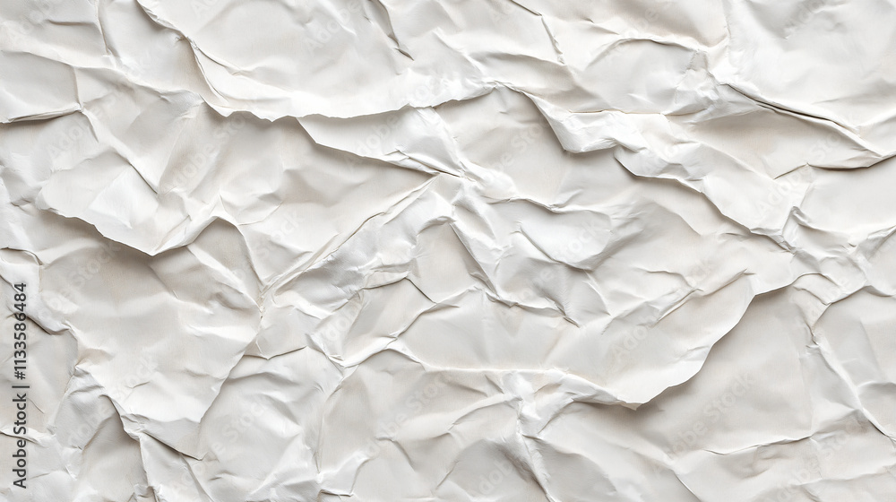Obraz premium crumpled paper texture, Abstract white crumpled and creased recycle paper texture background