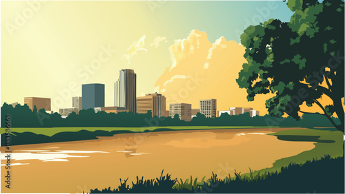 Vibrant Arkansas Cityscape.eps