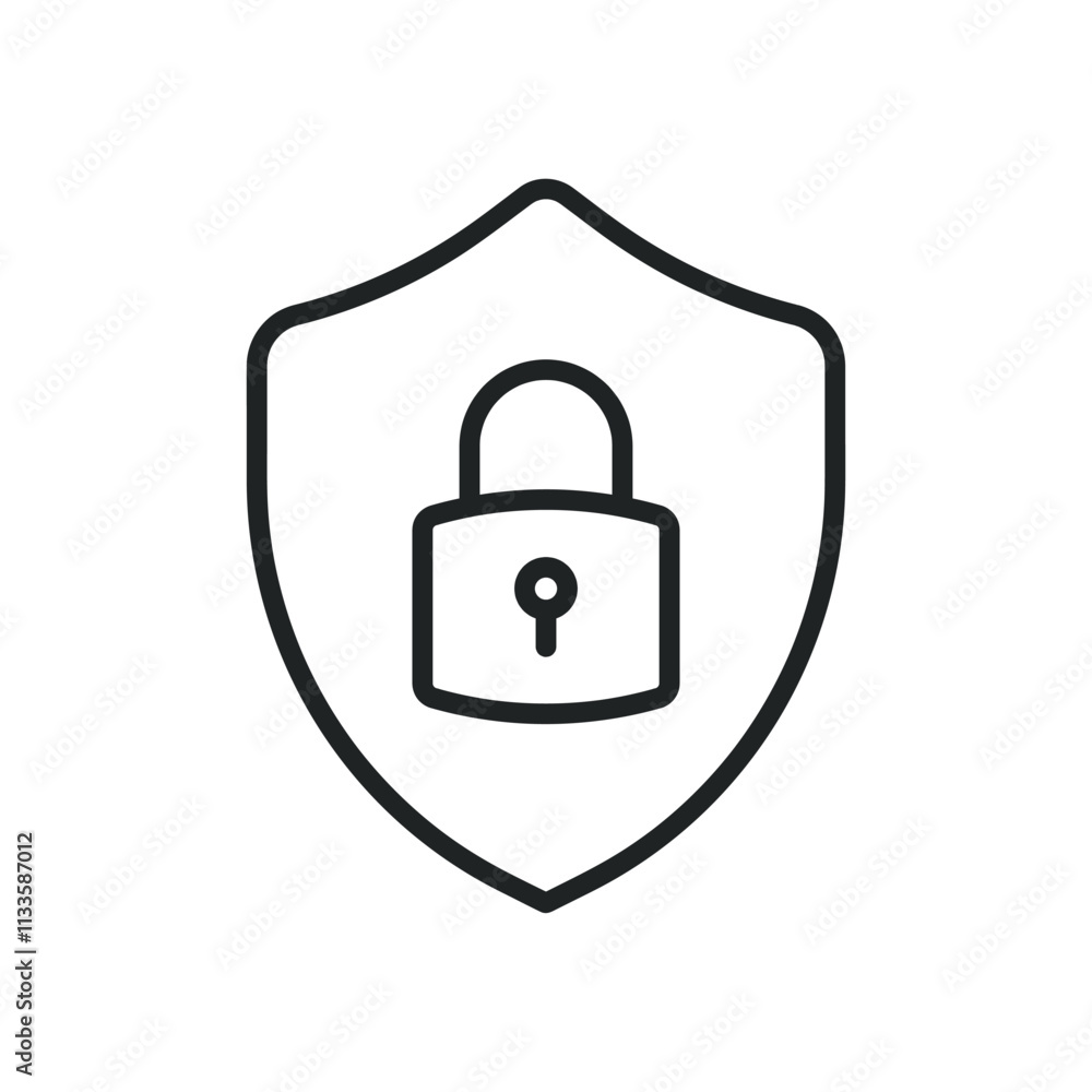 Protection, shield and padlock thin line icons. Editable stroke and Perfect pixel on transparent background Protection, shield and padlock thin line icons. Editable stroke and Perfect pixel on transparent background