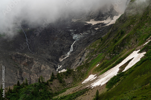 French Alps landscape. Glacier de Bionnassay and Aiguille de Bionnassay Chmonix Montblanc region
 photo