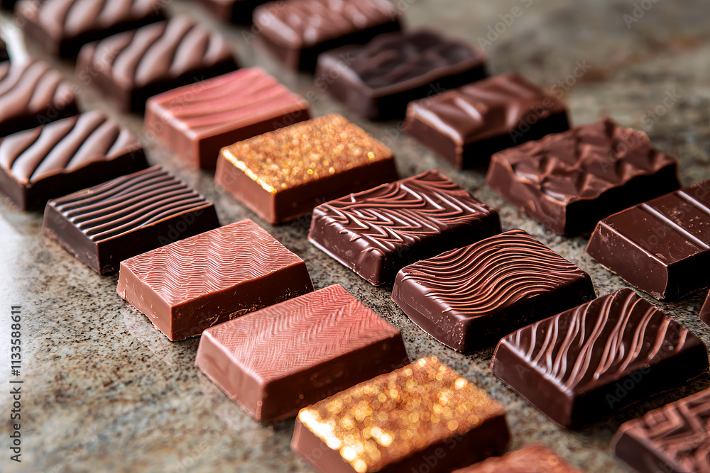 Assortment of dark and milk chocolate with different fillings. Dessert. Sweets. Assortment of dark and milk chocolate with different fillings. Dessert. Sweets.