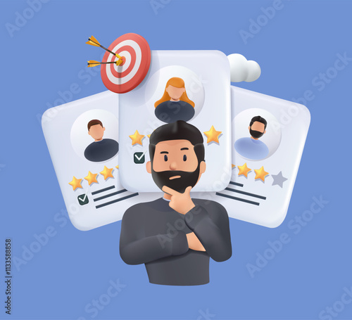 Human resources agency isolated cartoon vector illustrations. Talent search, select candidates, interview with professional HR specialist, headhunter job, recruiting company vector 3D cartoon