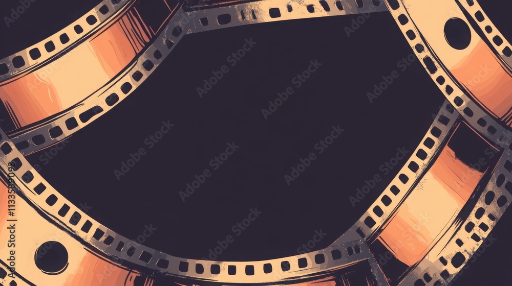 Naklejka premium Vintage Film Strips on a Dark Background with an Artistic Flair for Creative Projects, Film History, and Cinematic Themes in Photography and Design