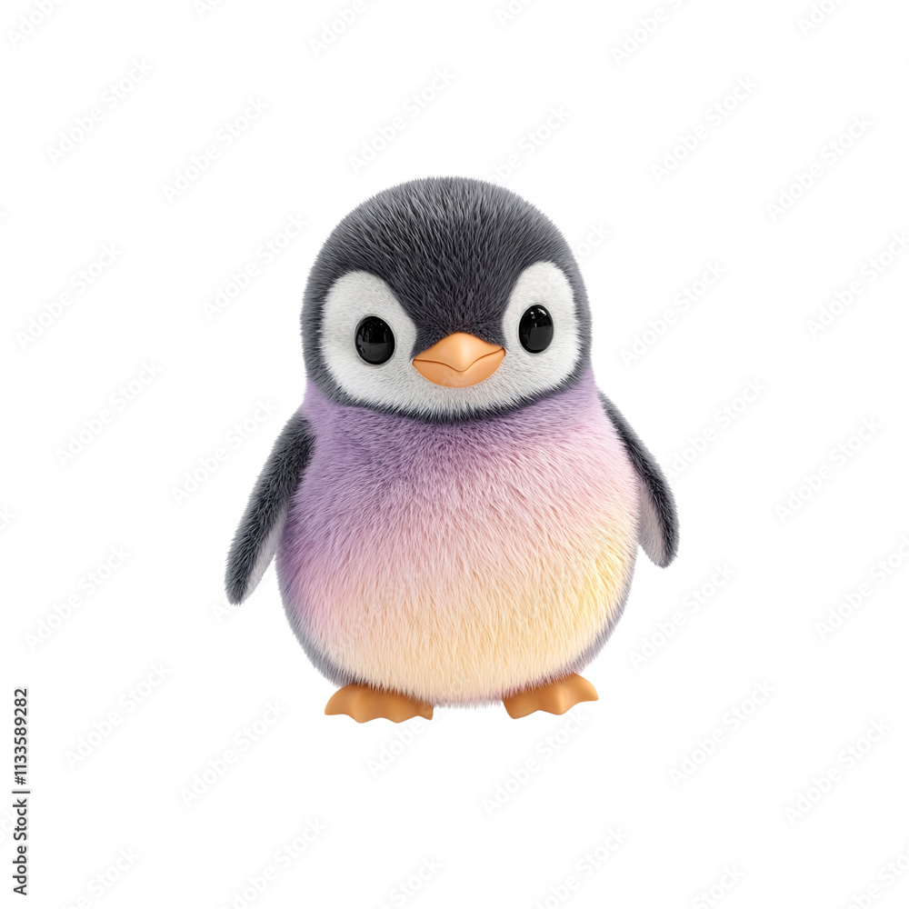 Obraz premium Adorable Pastel Penguin 3D Render of a Cute Baby Penguin