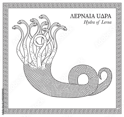Vector illustration of hydra, greek mythological monster