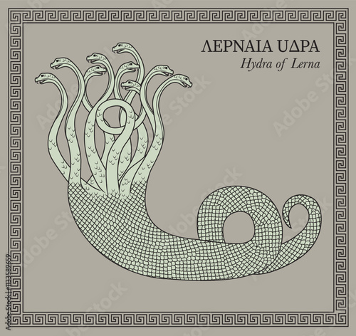 Vector illustration of hydra, greek mythological monster