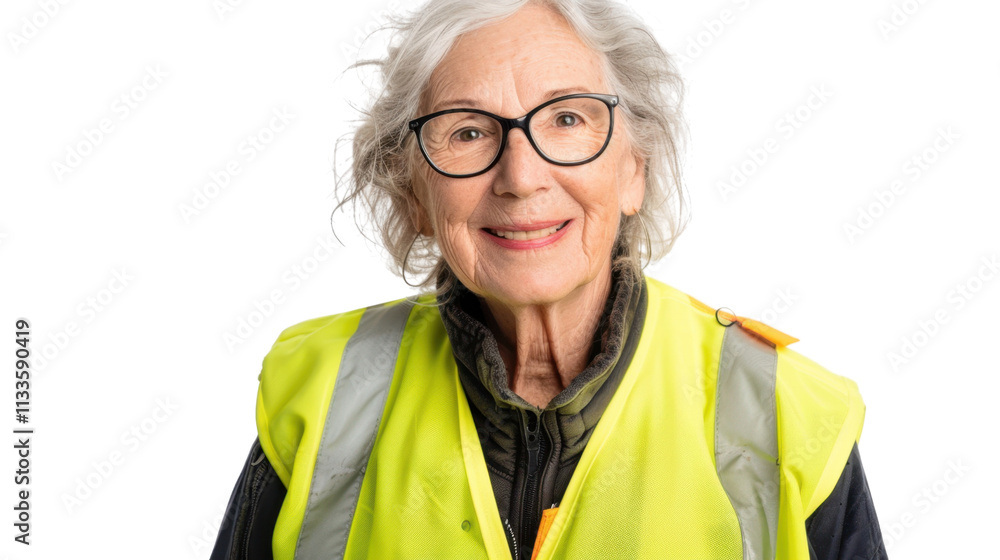 American caucasian senior female engineer with safety helmet on white background
American caucasian senior female engineer with safety helmet on white background