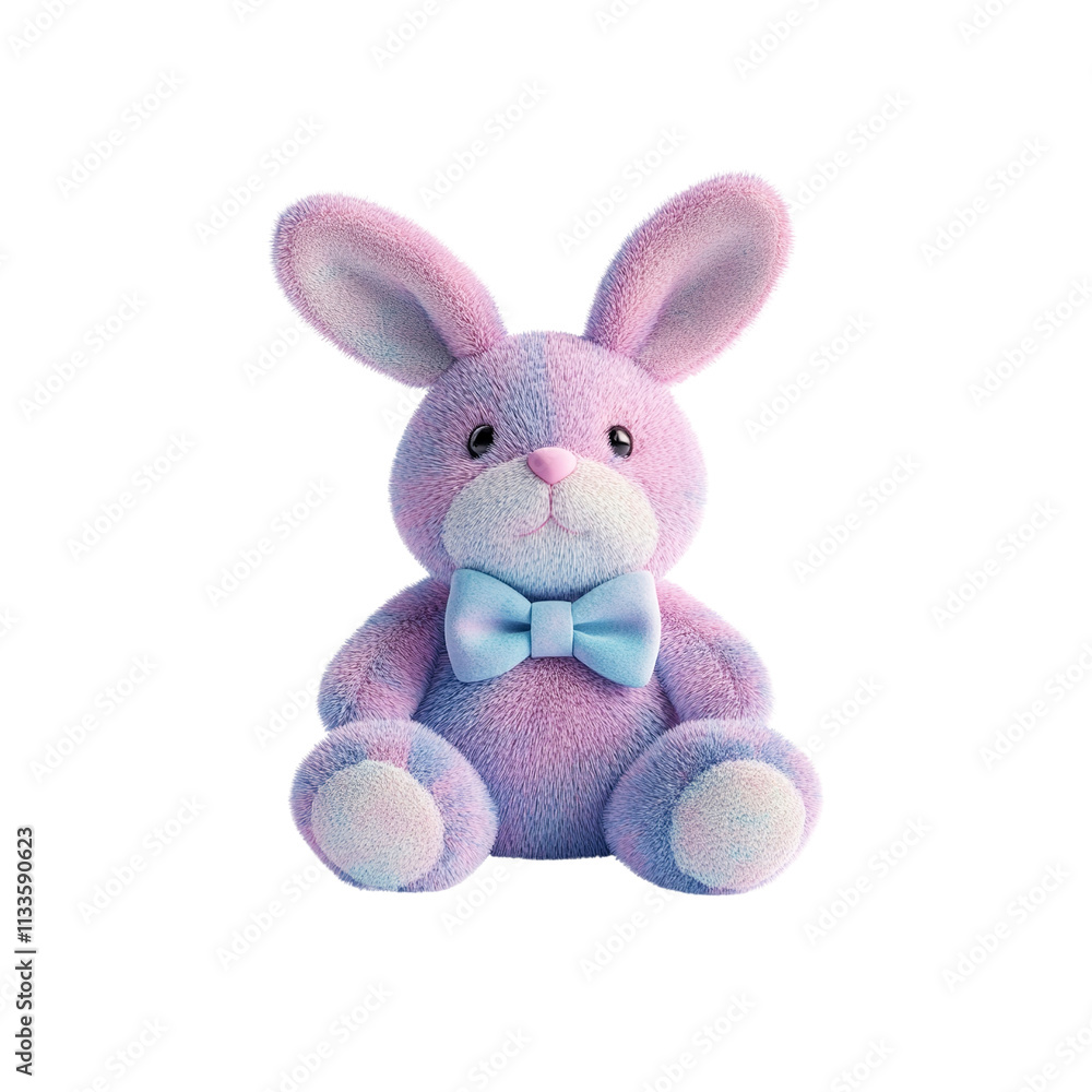 Obraz premium Adorable Pastel Bunny Rabbit Plush Toy with Bow Tie - Easter Gift