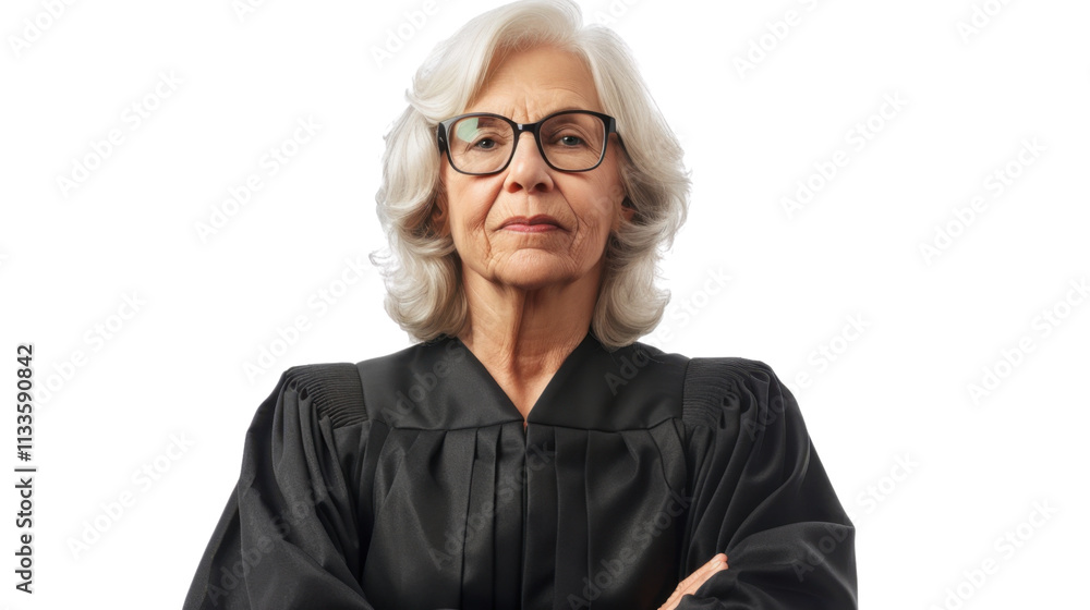 Fototapeta premium American senior female judge on white background 