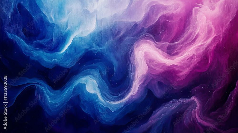 Obraz premium Abstract swirling nebula, vibrant cosmic waves, glowing fantasy stars, soft dreamy gradients 