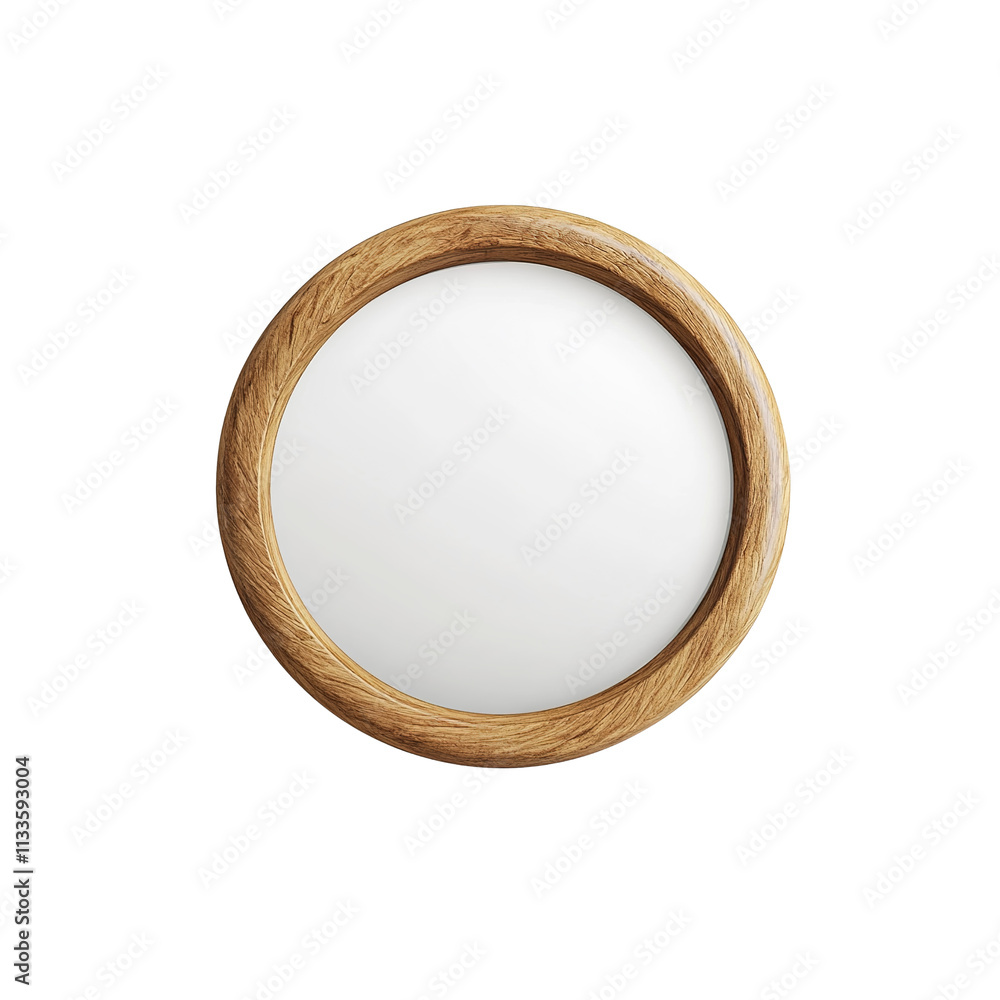 Round Wooden Frame with White Background - Mockup for Photo or Design Round Wooden Frame with White Background - Mockup for Photo or Design