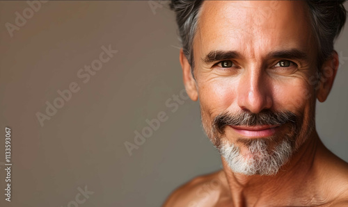 photography for senior and mature men dermatology luxury clinic treatments website tan skin colour palette premium website hero background photo photo