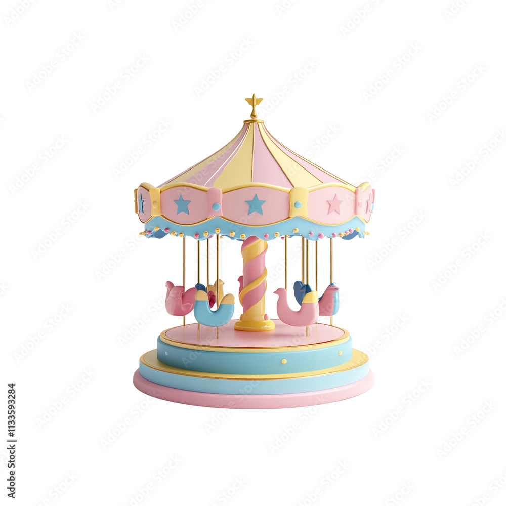 Pastel Pink and Blue Carousel 3D Render - Fairytale Fun Pastel Pink and Blue Carousel 3D Render - Fairytale Fun