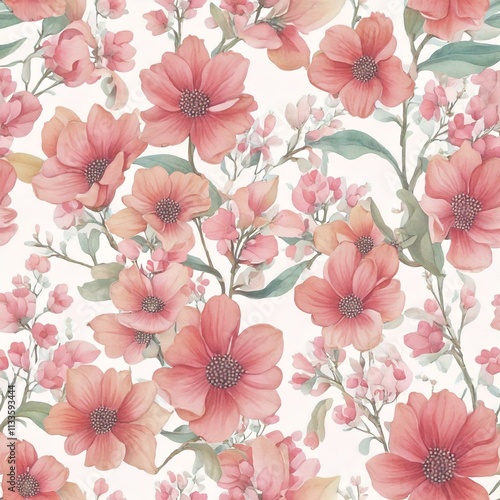 Sweet flower watercolor seamless pattern.soft pastel colors water color seamless pattern for beauty products or other.