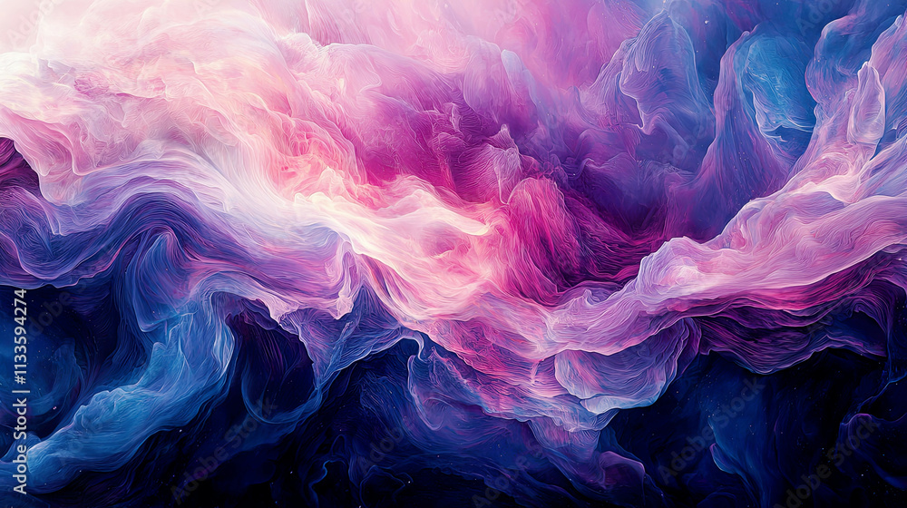 Dreamy nebula clouds, soft pinks and purples blending into dark blues, swirling in abstract waves with ethereal lighting Dreamy nebula clouds, soft pinks and purples blending into dark blues, swirling in abstract waves with ethereal lighting