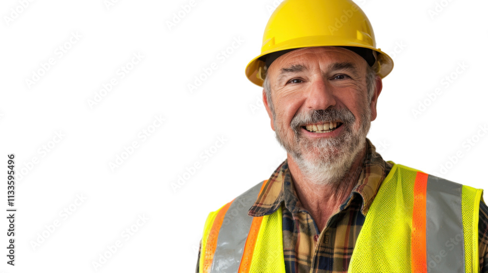 American caucasian middle age male engineer with safety helmet on white background
American caucasian middle age male engineer with safety helmet on white background