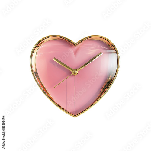 Pink Heart-Shaped Clock with Gold Accents - Romantic Timepiece photo