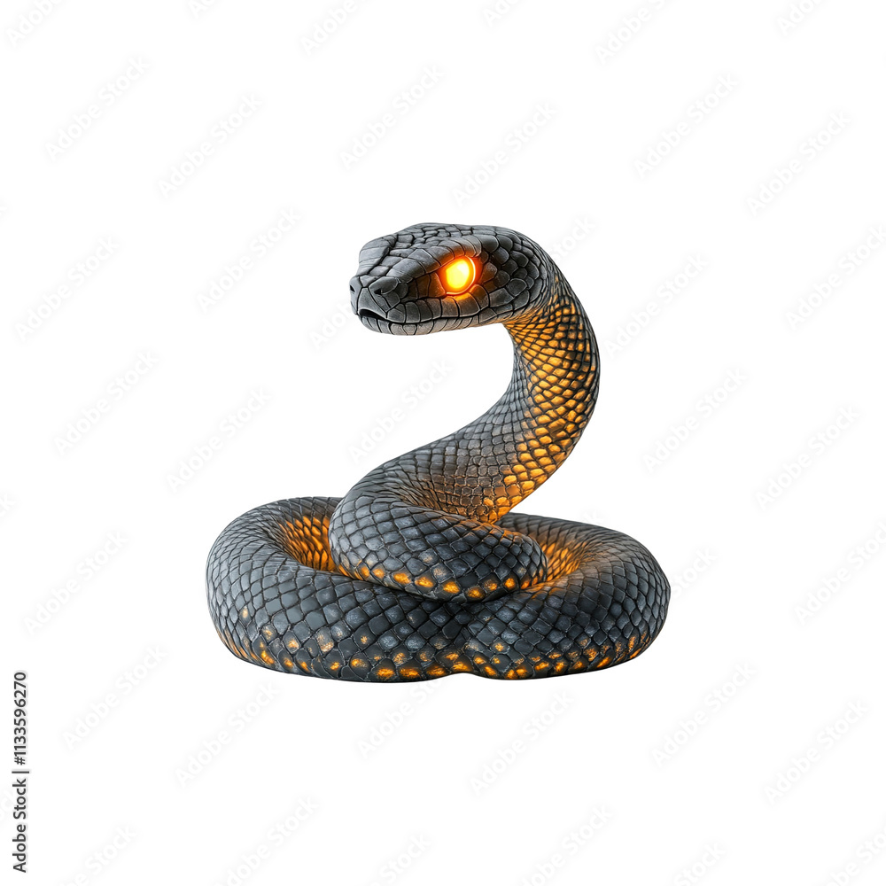 Illuminated Coiled Serpent Sculpture Glowing Eyes of the Night Illuminated Coiled Serpent Sculpture Glowing Eyes of the Night