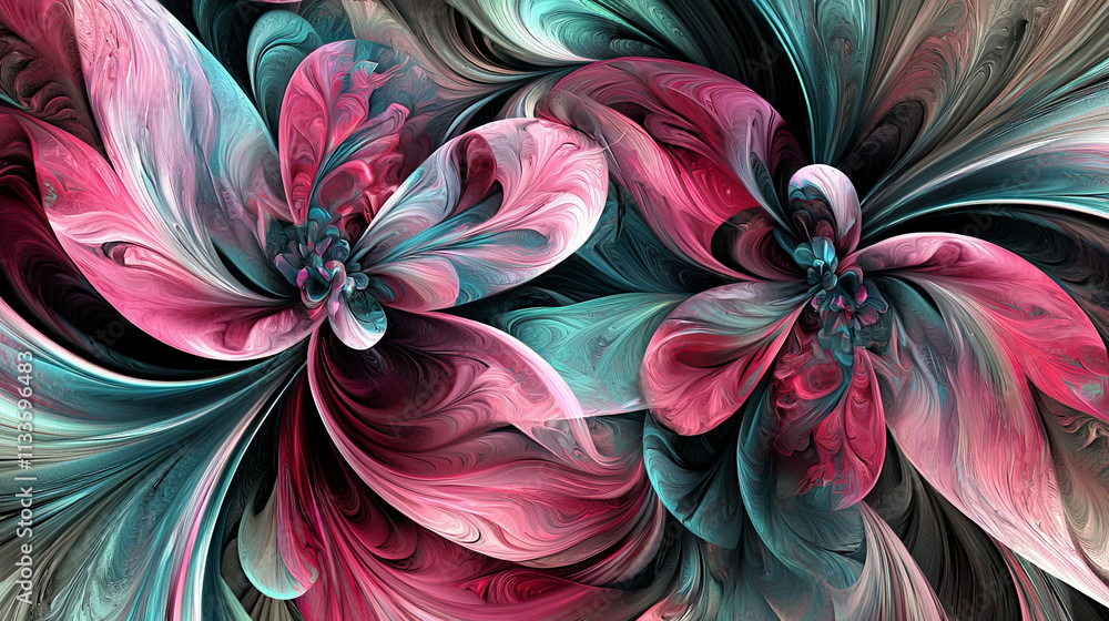 Intricate marbled floral design, vibrant pinks and blues, swirling petals, dynamic movement, Intricate marbled floral design, vibrant pinks and blues, swirling petals, dynamic movement,
