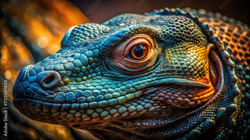 A Komodo dragon's face, up close. Urban exploration meets Indonesian wildlife. A Komodo dragon's face, up close. Urban exploration meets Indonesian wildlife.
