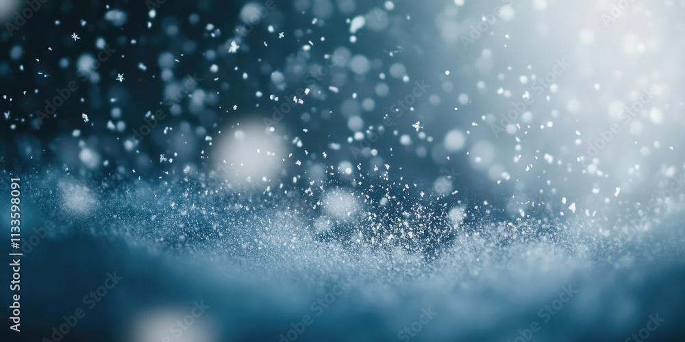 Obraz premium Blurred Snowflakes on a Dark Background