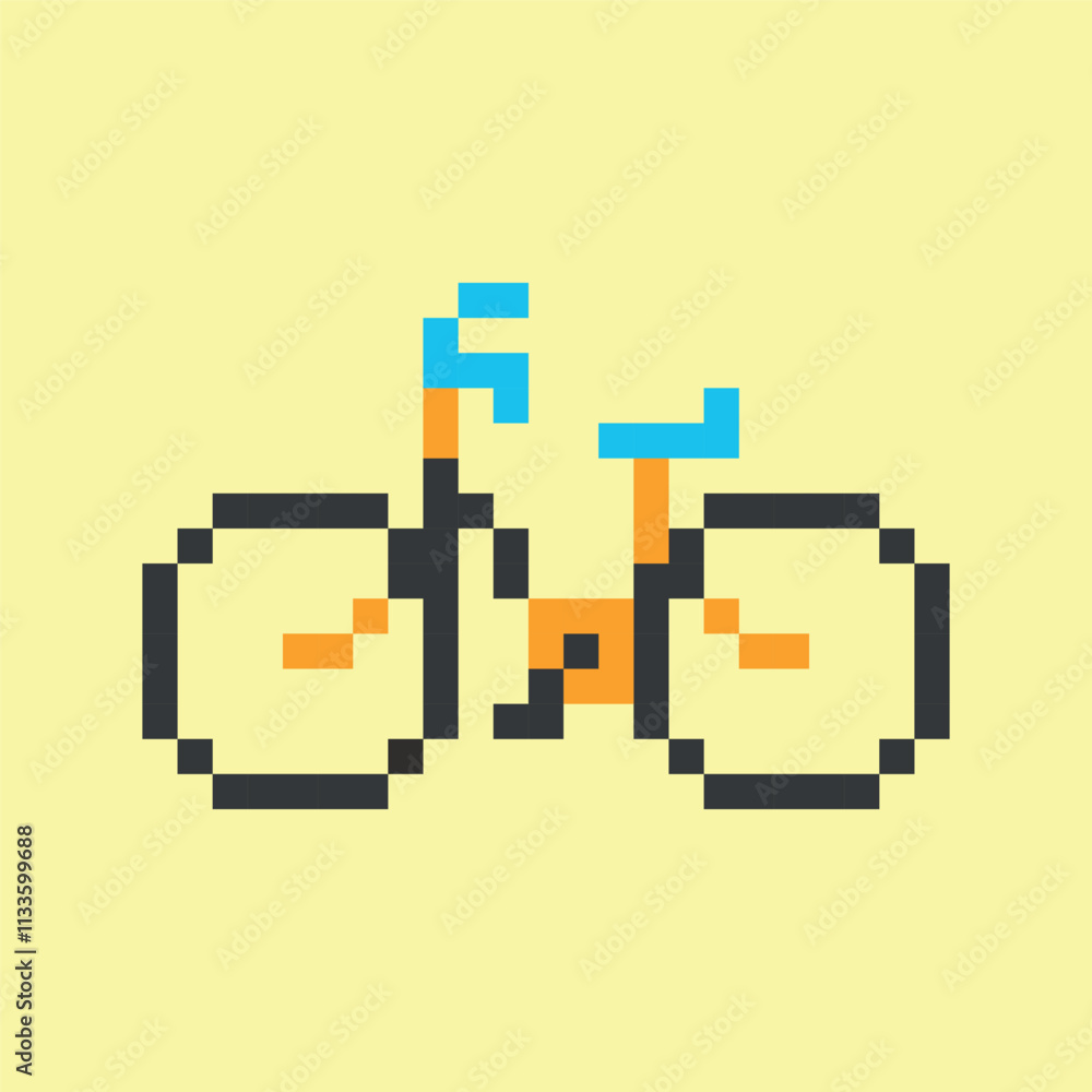 Obraz premium Pixel bicycle hand drawn illustration