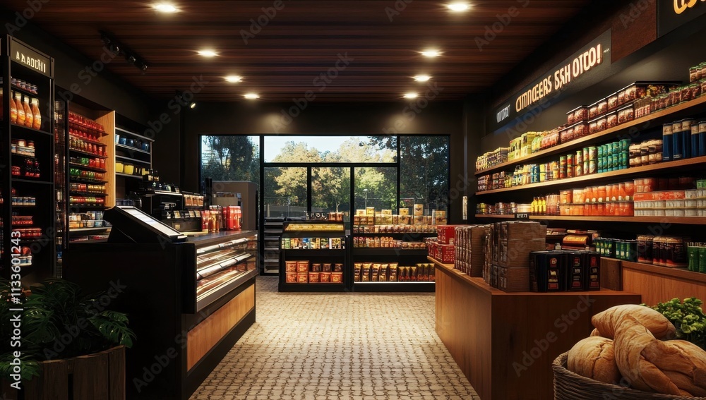 A visually stunning representation of a commercial space incorporating a POS terminal.