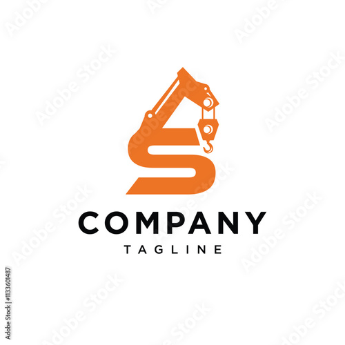 Letter S Crane Logo Icon Vector