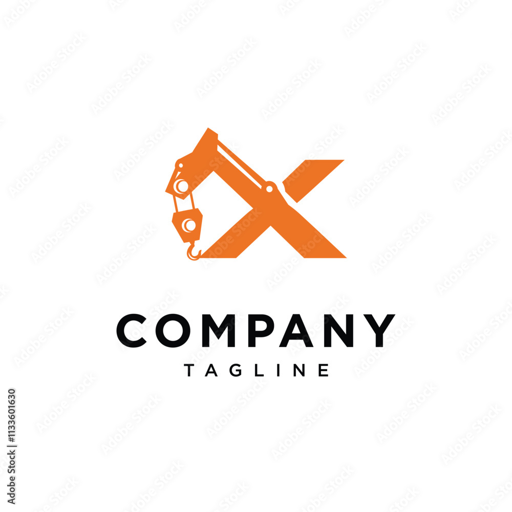 Obraz premium Letter X Crane Logo Icon Vector